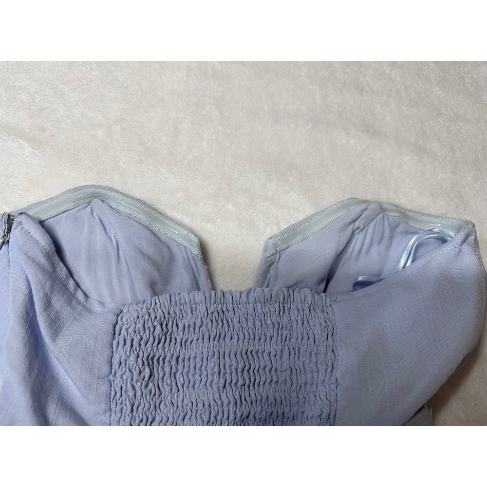 ASTR the Label Strapless Wrap Front Wide Leg Jumpsuit Light Blue XS Smocked Back - Picture 8 of 9